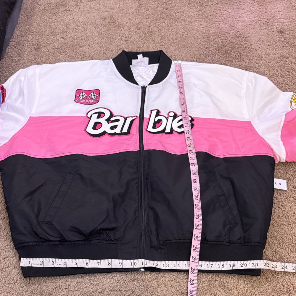 Pacsun x Barbie Black White Pink Quilted Racer Motorcycle Jacket - Picture 13 of 16